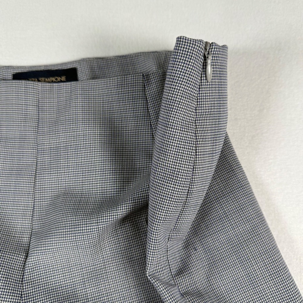 Piazza Sempione Audrey Trousers Womens IT 48 Blue Gray Houndstooth Wool Classic - Picture 5 of 11